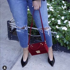 Zara corduroy red box bag